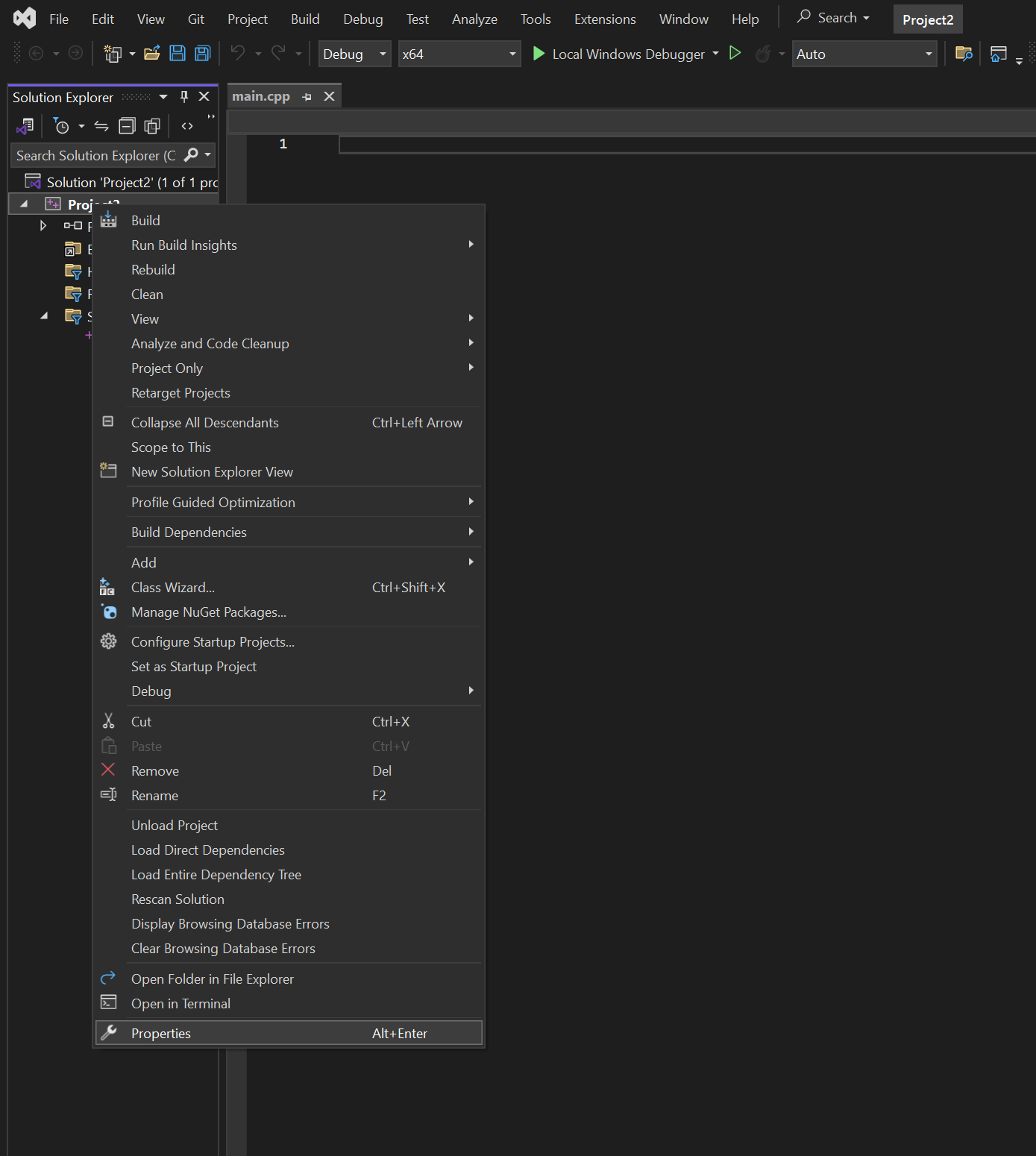 Project settings